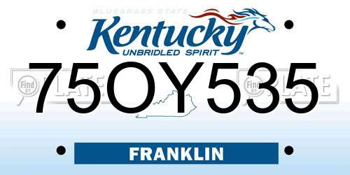 75OY535 Kentucky License Plate