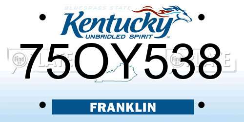 75OY538 Kentucky License Plate