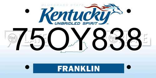 75OY838 Kentucky License Plate