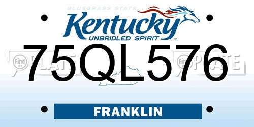 75QL576 Kentucky License Plate