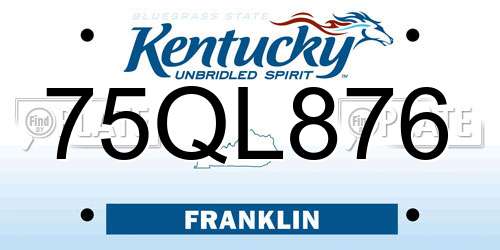 75QL876 Kentucky License Plate