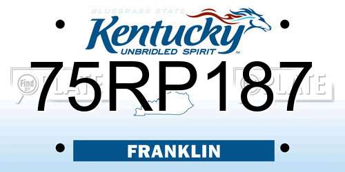 75RP187 Kentucky License Plate