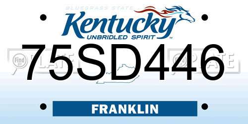 75SD446 Kentucky License Plate