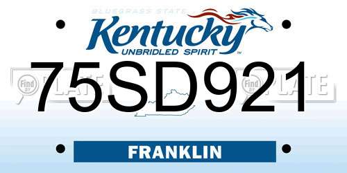 75SD921 Kentucky License Plate