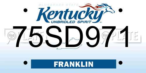 75SD971 Kentucky License Plate