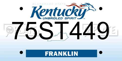 75ST449 Kentucky License Plate