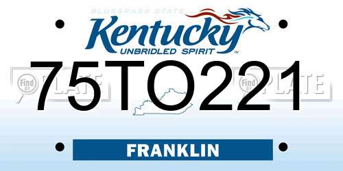 75TO221 Kentucky License Plate