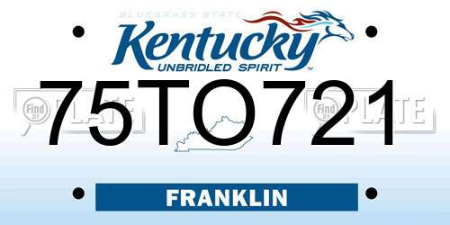 75TO721 Kentucky License Plate