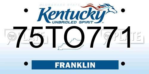 75TO771 Kentucky License Plate