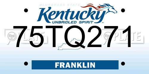 75TQ271 Kentucky License Plate
