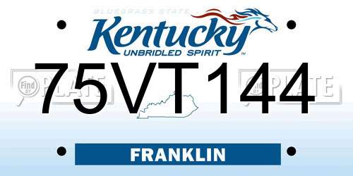 75VT144 Kentucky License Plate