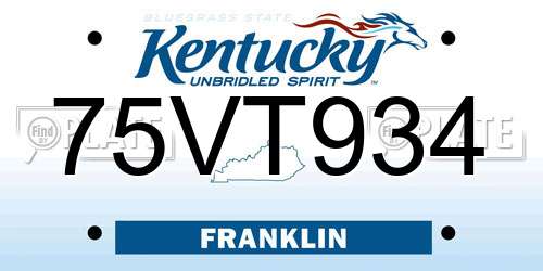 75VT934 Kentucky License Plate