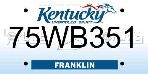 75WB351 Kentucky License Plate
