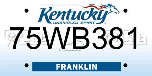 75WB381 Kentucky License Plate
