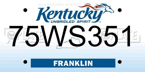 75WS351 Kentucky License Plate