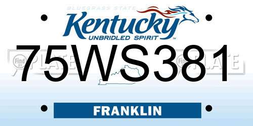75WS381 Kentucky License Plate