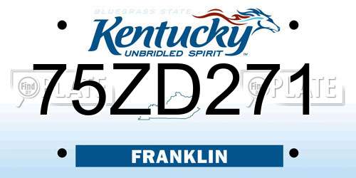 75ZD271 Kentucky License Plate