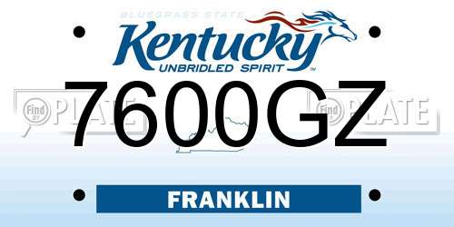7600GZ Kentucky License Plate