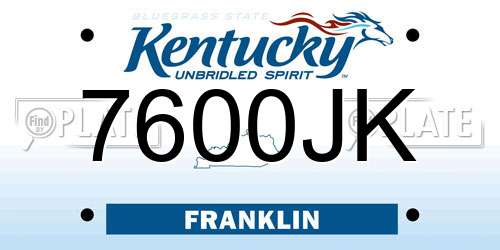 7600JK Kentucky License Plate