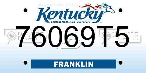 76069T5 Kentucky License Plate