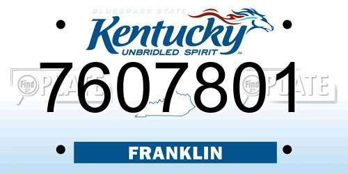 7607801 Kentucky License Plate