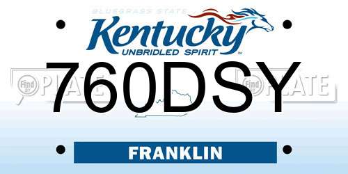 760DSY Kentucky License Plate