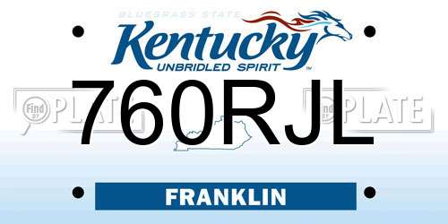 760RJL Kentucky License Plate