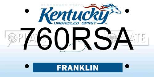760RSA Kentucky License Plate