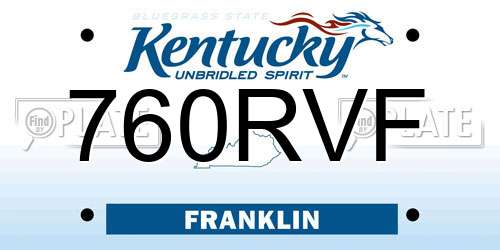 760RVF Kentucky License Plate