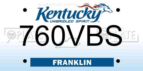 760VBS Kentucky License Plate