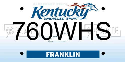760WHS Kentucky License Plate