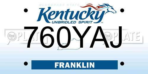 760YAJ Kentucky License Plate