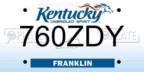 760ZDY Kentucky License Plate