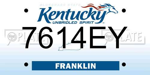 7614EY Kentucky License Plate