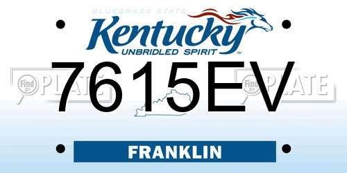 7615EV Kentucky License Plate