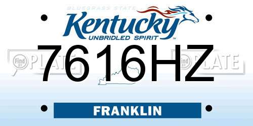 7616HZ Kentucky License Plate