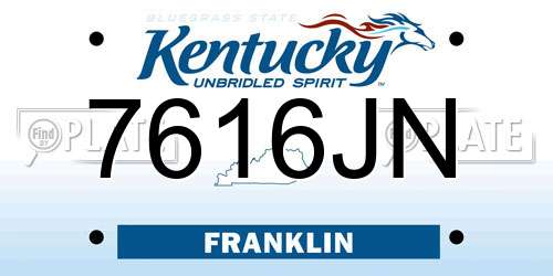 7616JN Kentucky License Plate