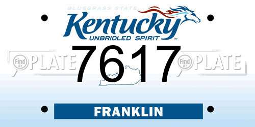 7617 Kentucky License Plate