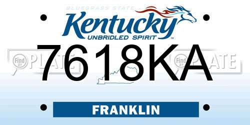7618KA Kentucky License Plate