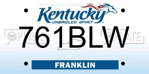 761BLW Kentucky License Plate