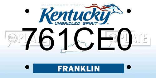 761CE0 Kentucky License Plate