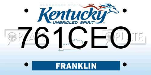 761CEO Kentucky License Plate