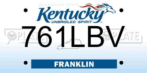 761LBV Kentucky License Plate