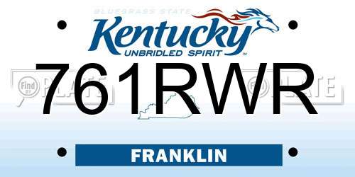 761RWR Kentucky License Plate