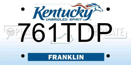 761TDP Kentucky License Plate