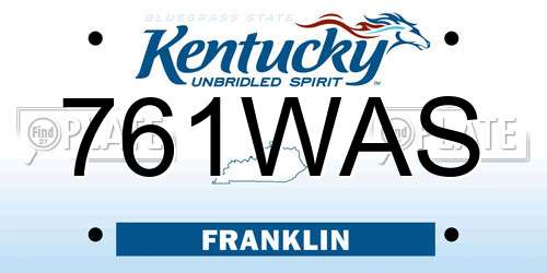 761WAS Kentucky License Plate