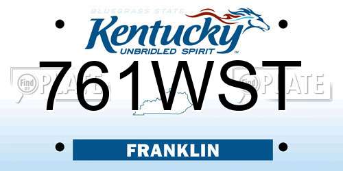 761WST Kentucky License Plate