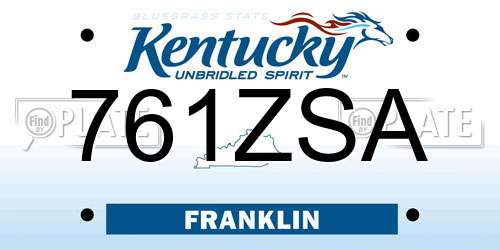 761ZSA Kentucky License Plate