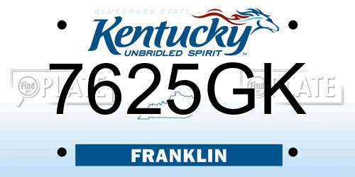 7625GK Kentucky License Plate