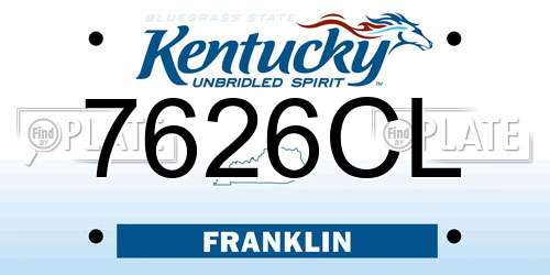 7626CL Kentucky License Plate